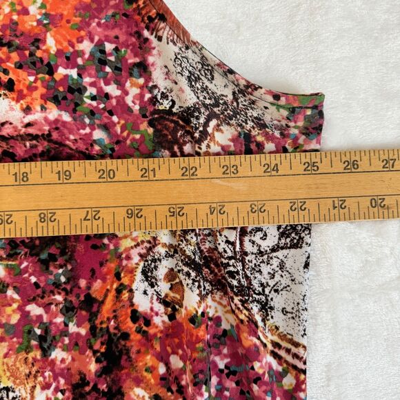 Jones Studio Women's Sleeveless Top Blouse Size 3X Orange/Pink Print V-Neck - Picture 4 of 5